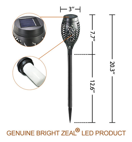 Bright Zeal Paquete De 6 Antorchas Solares Led Mmg
