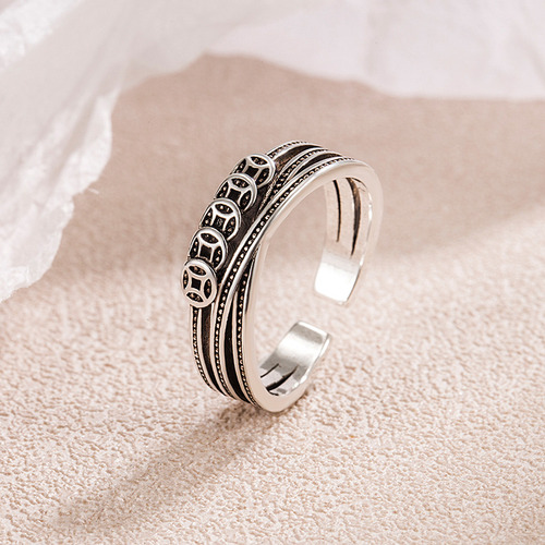 Anillo Ajustable Con Diseño De Moneda Vintage