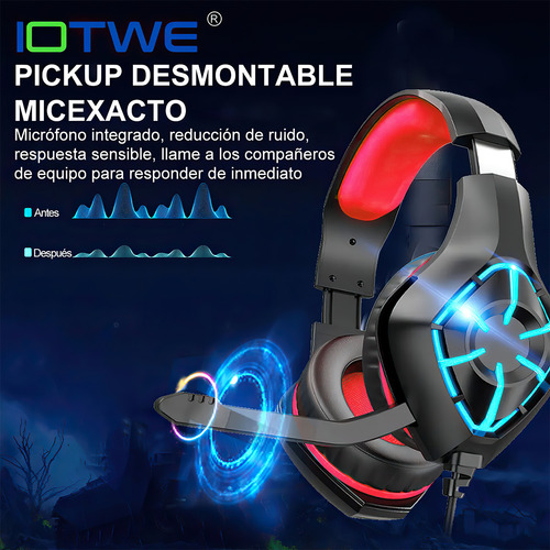 Audífonos Gamer Alambricos Diadema Light Rgb Led Pc