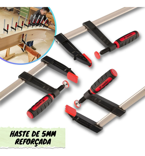 Kit 10 Grampo Sargento Tipo F 37cm 63kg Ajuste Aperto Rápido