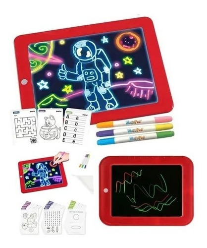 Pizarra Dibujo 3d Luminosa Luz Led Para Niños + Plumones