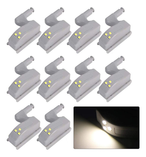 10 Pcs Luz Led Sensor Lampara Bisagra Gabinete Closet Estant