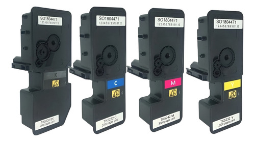 Kit 4 Cores Toner Compatível Tk5222 Tk5232 P5021 M5521 Tinta Preto/ciano/magenta/amarelo
