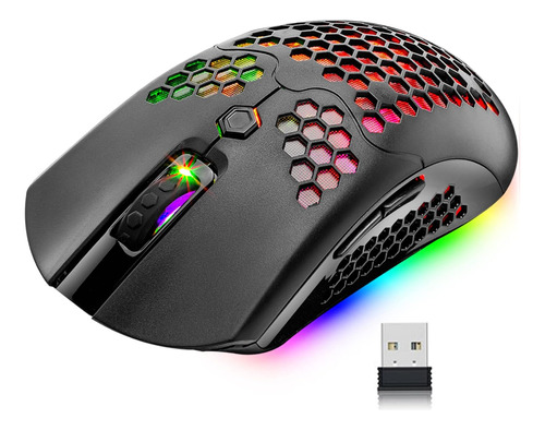 Ratón Gamer Pixart Honeycomb Rgb Negro Claro