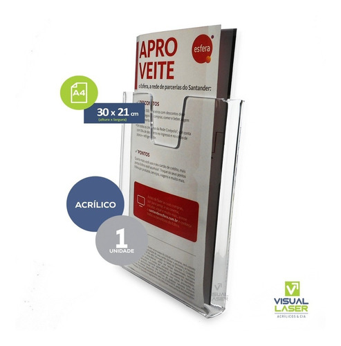 Imagem 2 de 2 de Display Porta Folha Prontuário A4 Parede Cristal