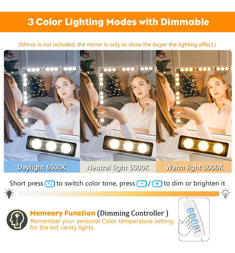 Luz Led Para Espejo De Tocador Con 3 Modos De Iluminación