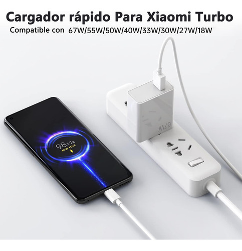 67w Cargador Carga Rápida Para Xiaomi Redmi Poco Para Xiaomi 11T 12 13T 14 15, Para Redmi Note 14 13 12 Pro, Cargador Turbo Y Cable USB C 1.5M Para Xiaomi Poco C75 C65 X7 X6 X5 Pro F6 2 piezas