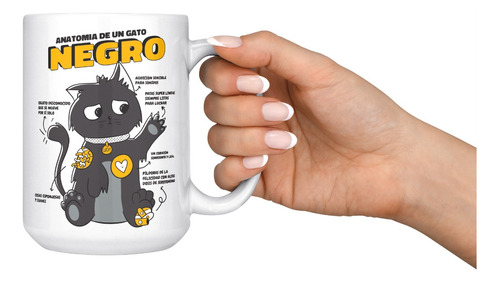 Taza Grande 15 Onzas Anatomia De Un Gato Negro