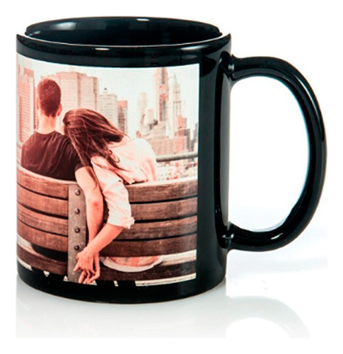 Taza Negra Diseño Personalizado Foto Empresa Evento Regalo