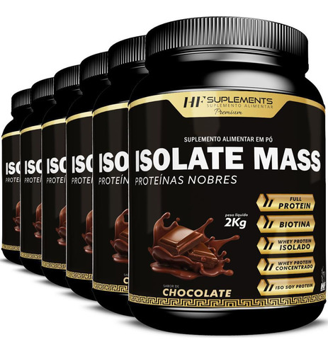 Isolate Mass Hipercalorico Proteinas Nobres 2kg Chocolat 6un
