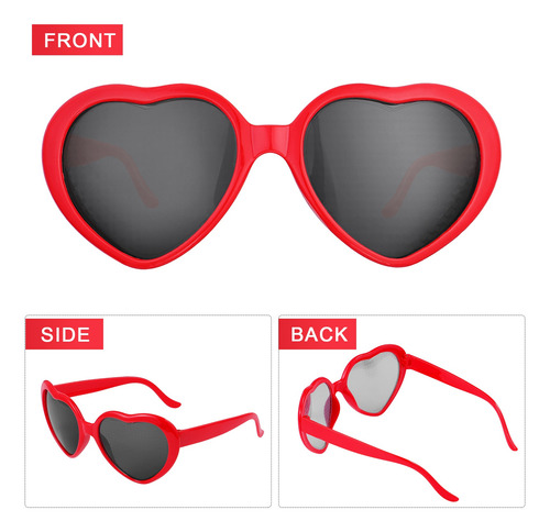 Imagen 6 de 8 de Gafas De Difracción Fenical Rojo Forma De Corazón Festival L