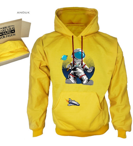 Imagen 7 de 10 de Buzo Hoodie Personalizado Saco Astronauta Art Unisex Algodón