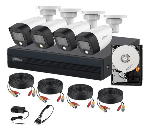 Kit 4 Camaras Fullcolor Bullet 5mp Dvr 5mp Wizsense 2tb