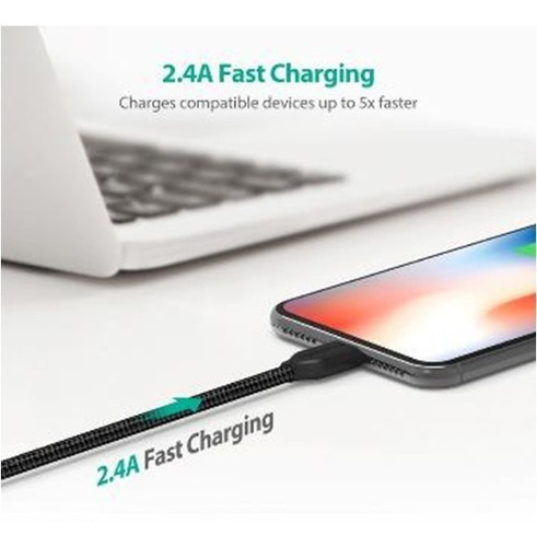 Cable Datos Usb-a Micro Usb Ravpower Kevlar Trenzado 90 Cm Color Blanco