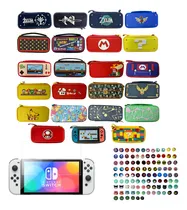 Comprar Estuche Rigido Diseños + Vidrio +2 Grips Para Switch Oled