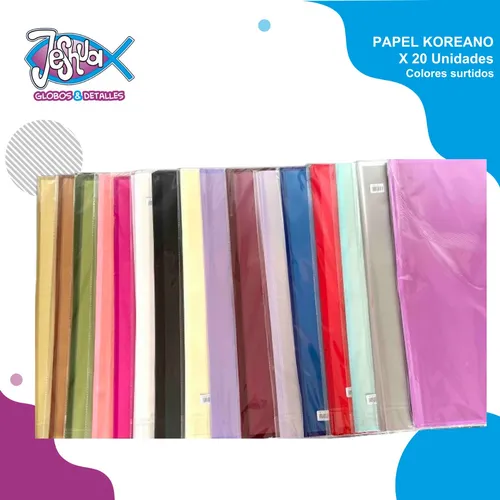 Papel Coreano Diseño Liso Por 20 Unidades Paquete Por Color