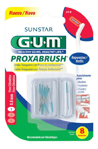 Repuesto Gum Proxabrush 314 Cepillo Interdental Fino Cilincd