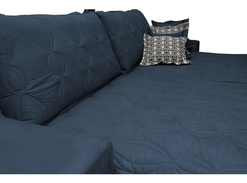 Sofá Retrátil 2,12m Pocket Cama Inbox Supreme Suede Azul