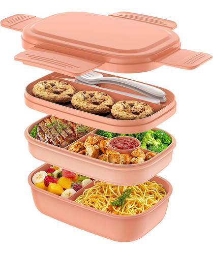 Caja Bento Fiambrera Para Adultos, Envase De 3 Apilables...