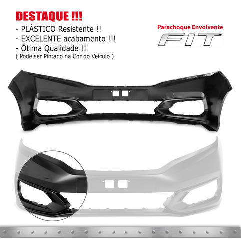 Parachoque Dianteiro Fit 2018 19 20 21 Com Furo Liso