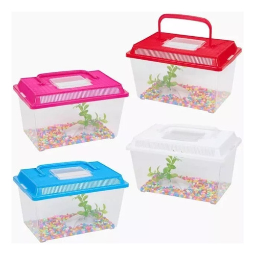 1 Mini Pecera Portátil / Acuarios Pez Tortuga Betta Etc. Color De La Tapa: Surtidos Y Al Azar