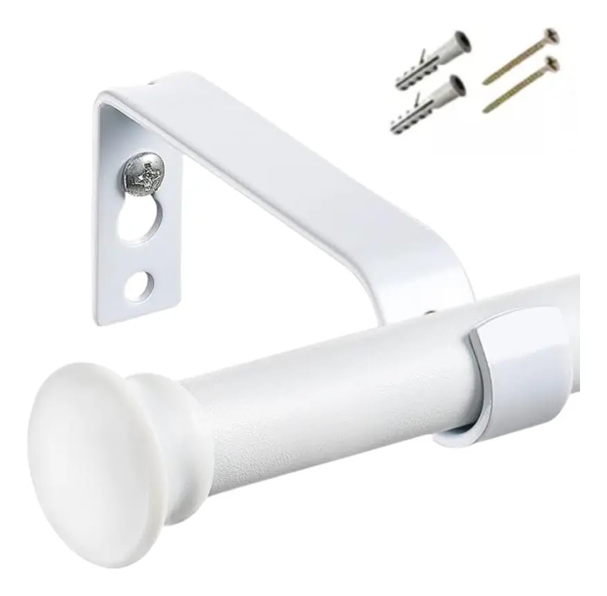 Kit Barral Para Cortina Metalico 3 Metros 22 Mm Blanco Boxtul Hogar