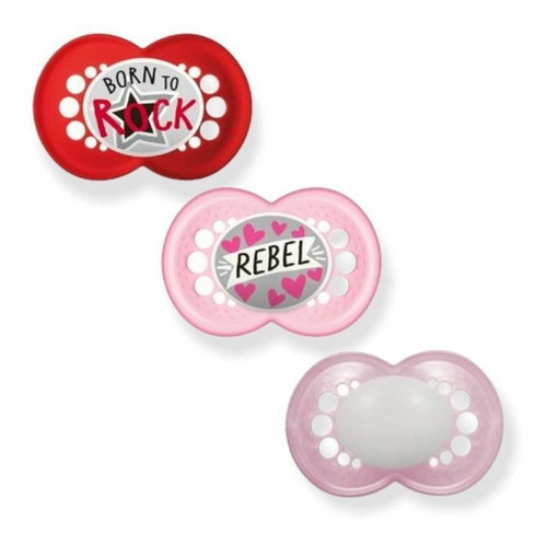 Chupeta Mam 6 Meses Tamanho 2 Skinsoft Born Rock/rebel/rosa