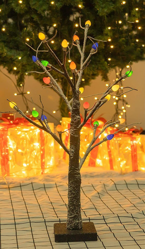 Funpeny Árbol De Abedul De Navidad Con Luces C3, 18 Pulgadas