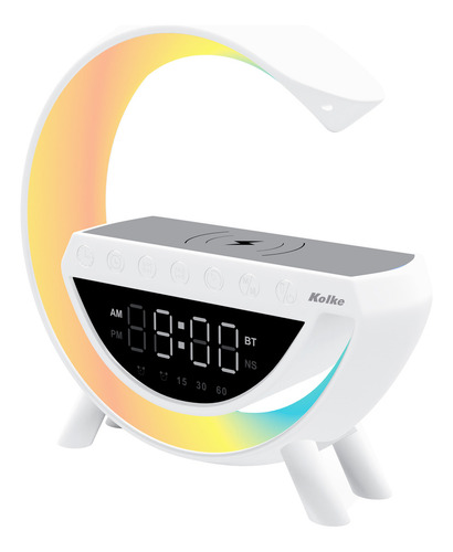 Parlante Reloj Kolke 5 En 1 - Despertador Lampara Alarma Bluetooth Cargador Luces Led