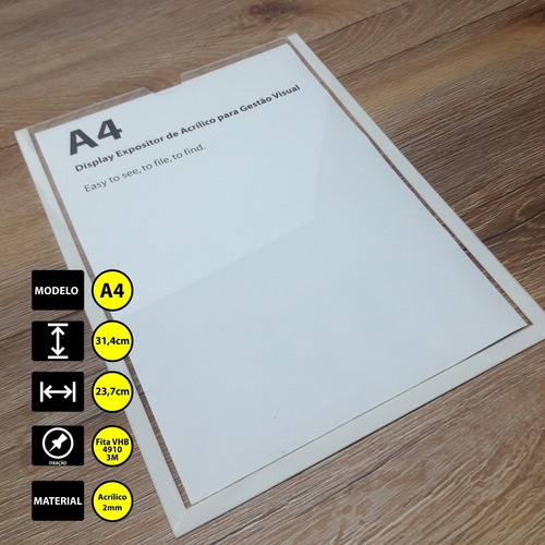10 Displays A4 De Acrílico Com Borda.