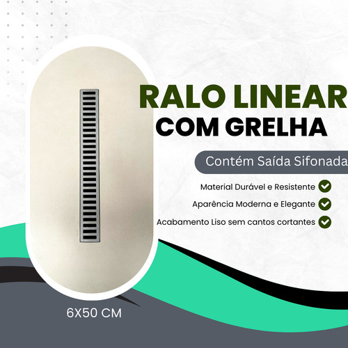 12 Un Ralo Linear 6x50 Grelha Alumínio P/ Quintal Corredor