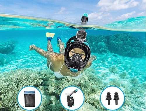 Máscara Snorkel Buceo Full Face Antiparras Soporte Gopro