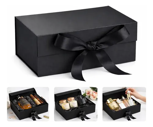 Caixa De Presente Premium Rígida Preta C/ Imã 33x25x12cm