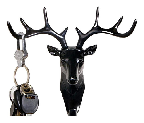 Imagen 6 de 10 de 2 Porta Llaves Negro Venado Perchero Colgar Ganchos Adhesivo
