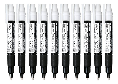 Caja De 10 Marcadores Paint Marker Pentel Extra Fino Blanco