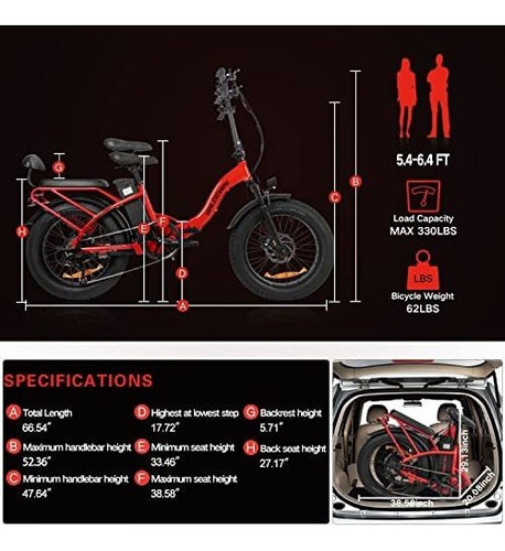 Imagen 6 de 6 de Bicicleta Electrica Plegable 13 Ah Para Adulto Shiano 7