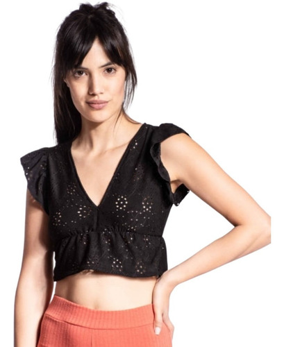Imagen 1 de 5 de Top Broderie Elastizado Premium Moda Fiesta Fino Casual