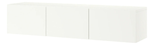 Mueble Tv Rack Laqueado Flotante 3 Puertas 180x25x30 Blanco
