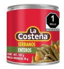 Chile Serrano La Costeña Entero En Escabeche 105 Gr