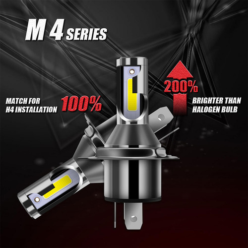 H4 Led Bombilla De Faro De Motocicleta 6000k 26000lm /plug