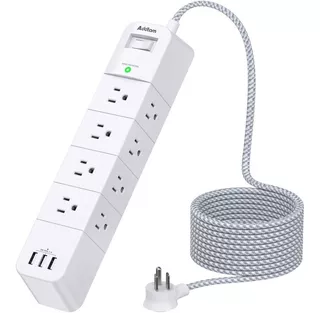 Power Strip Surge Protector 12 Outlets(3-side) And 3 Usb Por