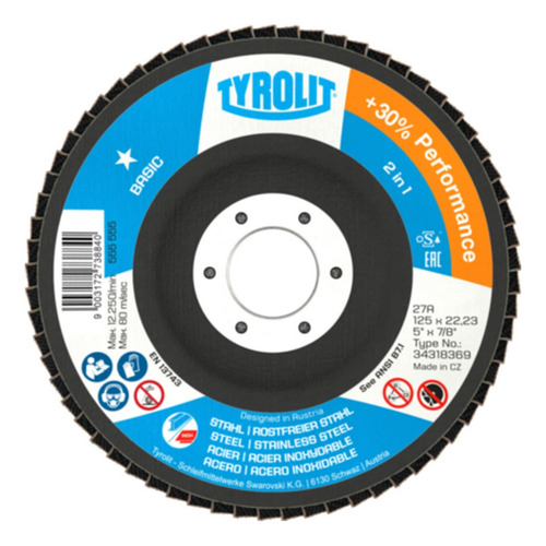 Kit 10 Discos Lixa Tipo Flap 4.1/2 Grão 80 Tyrolit Basic