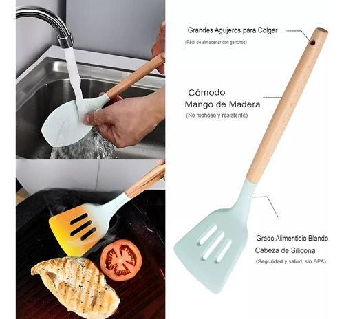 Set De Utensilios De Silicona, Cucharones Espátula 13 Piezas