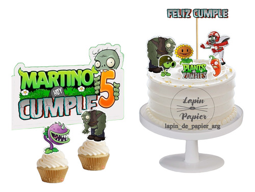 Adorno Torta Cake Topper Plantas Vs Zombies Op3