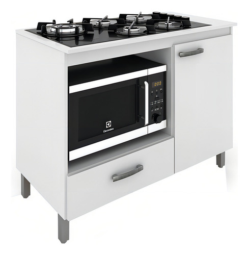 Balcão Para Cooktop Nicho Forno Roma Móveis Sul Cor Branco