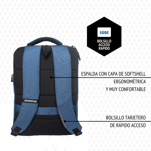 Imagen 5 de 7 de Mochila Porta Notebook 15.6 Antirrobo Usb Hasta 17 Pulgadas