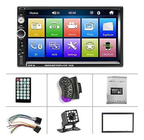 Ekat Double Din Car Receptor Estéreo Bluetooth De 7 Pulgadas