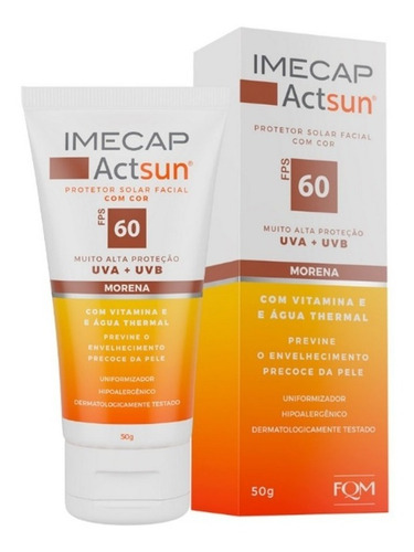 Protetor Solar Facial Imecap Actsun Fps60 Com Cor Morena 50g
