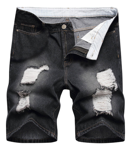 Pantalones Cortos De Mezclilla Cómodos Para Hombre Con Botón