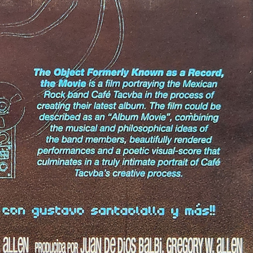 Café Tacvba El Objeto Antes Llamado Disco La Película Dvd